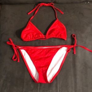 Red Victoria's Secret string bikini set